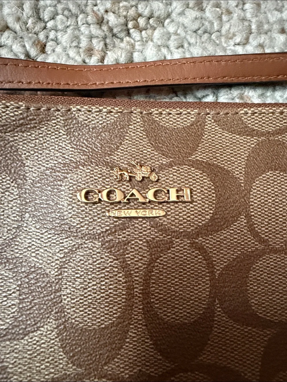 Coach North South Tan Signature Canvas Crossbody Bag F58309